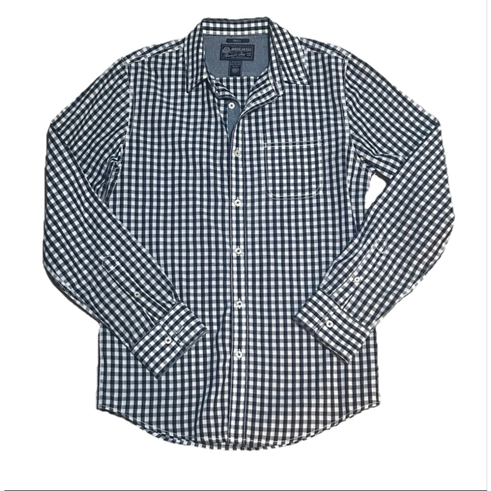 Men's American Rag Button Down Shirt S Blue White Gingham